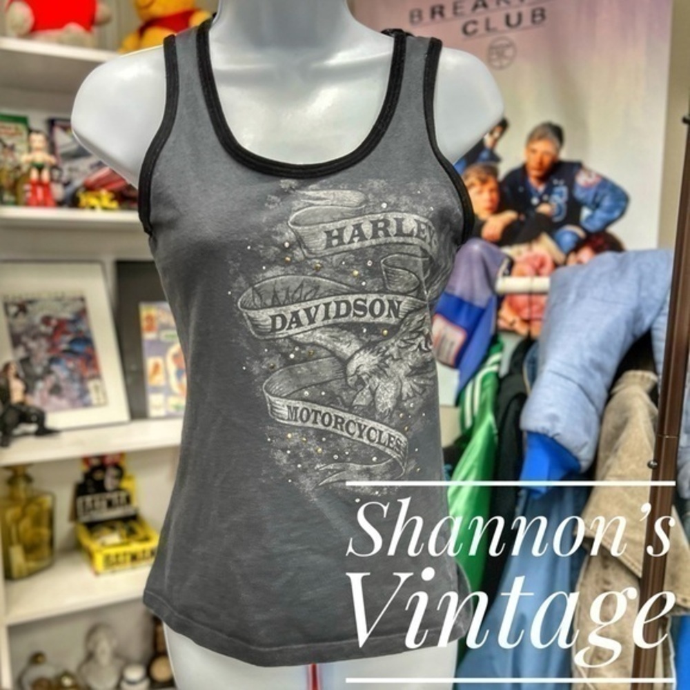 Harley-Davidson Gray and Black Women's Graphic Tank